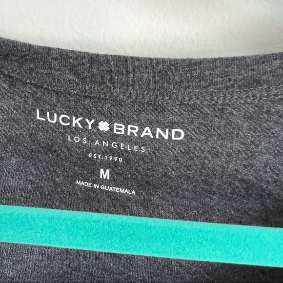 Lucky Brand Tee Love Our Planet Be Kind Tee Soft Graphic T-Shirt Top Grey Medium - Picture 13 of 15